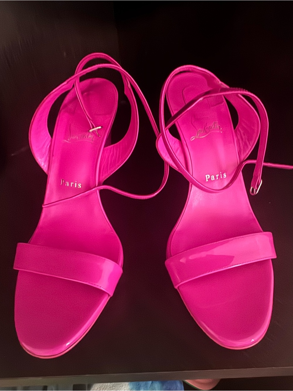 Christian Louboutin Neon Pink Patent Strap Sandals